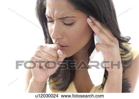 Picture - Woman coughing. Fotosearch