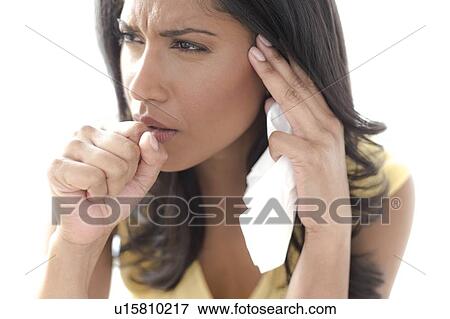 Woman coughing View Large Photo Image Stock Photo - Woman coughing. Fotosearch