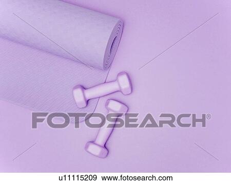 Yoga mat and dumbbells View Large Photo Image Stock Photo - Yoga mat and dumbbells. Fotosearch