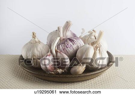A plate of garlic View Large Photo Image Stock Image - A plate of garlic. Fotosearch