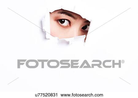 Asian woman pearing through ripped paper View Large Photo Image Stock Image - Asian woman pearing through ripped paper. Fotosearch