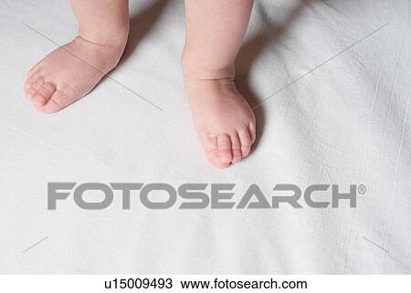 Stock Image - Baby (6-12 months) close up of feet. Fotosearch