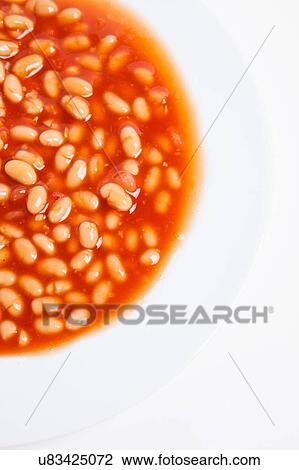 Stock Image - Baked beans on plate. Fotosearch