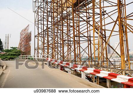 Billboard Scaffolding Along Road View Large Photo Image Stock Photo - Billboard Scaffolding Along Road. Fotosearch