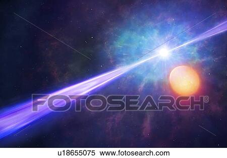 Stock Photography - Binary gamma ray burst, illustration. Fotosearch
