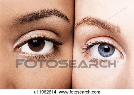 Black and white female putting faces together showing diversity View Large Photo Image Picture - Black and white female putting faces together showing diversity. Fotosearch