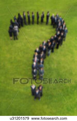 Blurred group of business people in question mark shape View Large Photo Image Stock Photo - Blurred group of business people in question mark shape. Fotosearch