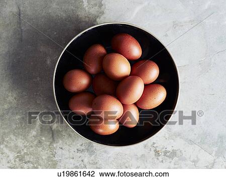 Stock Image - Bowl of chicken eggs. Fotosearch