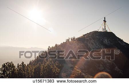 Stock Image - Boys enjoying view on peak, Bludenz, Vorarlberg, Austria. Fotosearch