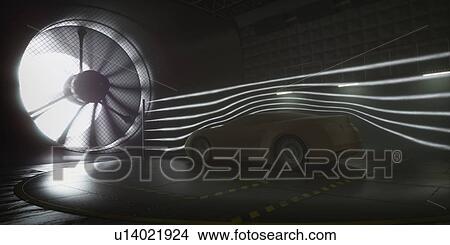 Picture - Car in wind tunnel, illustration. Fotosearch