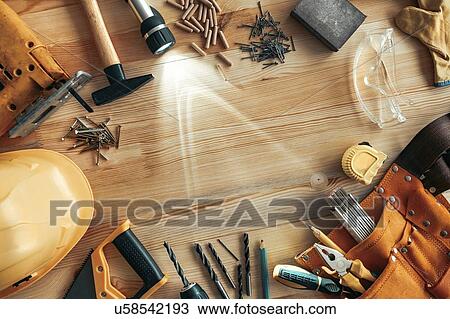 Stock Image - Carpentry tools. Fotosearch