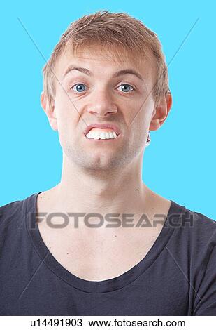 Stock Image - Caucasian male with bad teeth. Fotosearch