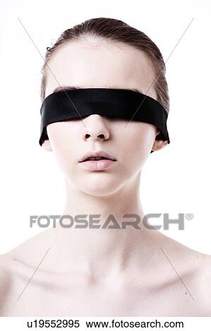 Caucasian woman wearing blindfold View Large Photo Image Stock Photography - Caucasian woman wearing blindfold. Fotosearch