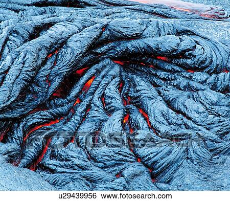 Stock Photograph - Close up of lava flow from volcano. Fotosearch