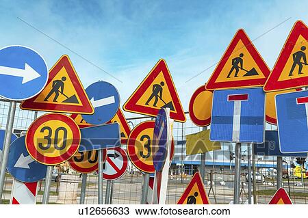 Stock Image - Collection of traffic signs. Fotosearch