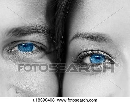Couples faces next to each other showing their blue eyes View Large Photo Image Stock Photo - Couples faces next to each other showing their blue eyes. Fotosearch