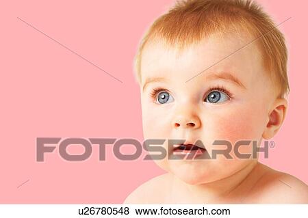 Cute baby girl smiling on pink background View Large Photo Image Stock Photo - Cute baby girl smiling on pink background. Fotosearch
