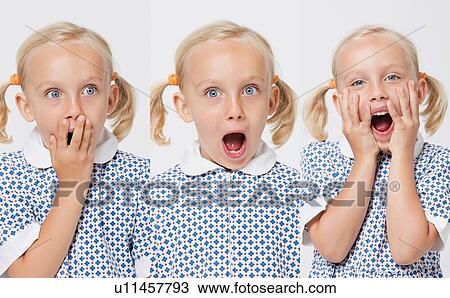 Stock Image - Cute collage of young blonde little girl. Fotosearch