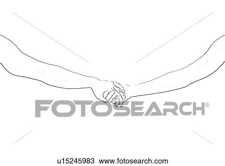 Drawing of Couple holding hands on white background View Large Photo Image Stock Image - Drawing of Couple holding hands on white background. Fotosearch