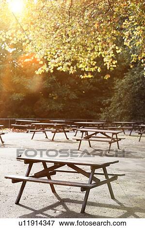 Empty Summer Park Picnic Bench and Table View Large Photo Image Stock Photo - Empty Summer Park Picnic Bench and Table. Fotosearch