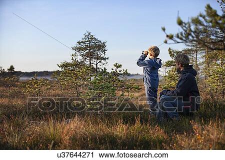 Father and son exploring forest, Finland View Large Photo Image Stock Image - Father and son exploring forest, Finland. Fotosearch