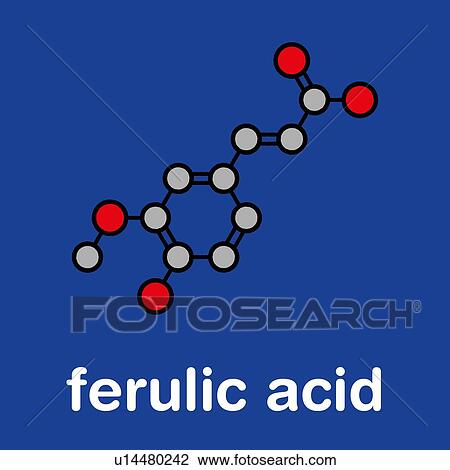 Stock Image - Ferulic acid herbal antioxidant molecule, illustration. Fotosearch