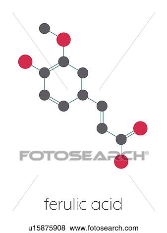 Stock Photo - Ferulic acid herbal antioxidant molecule, illustration. Fotosearch