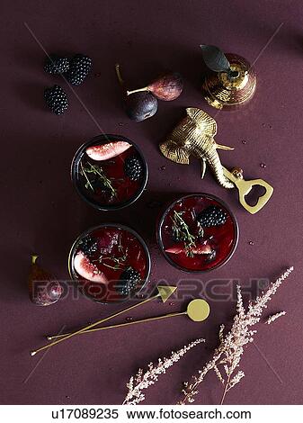 Figs, blackberries, pudding, elephant head shaped bottle opener and stirrers View Large Photo Image Stock Photography - Figs, blackberries, pudding, elephant head shaped bottle opener and stirrers. Fotosearch