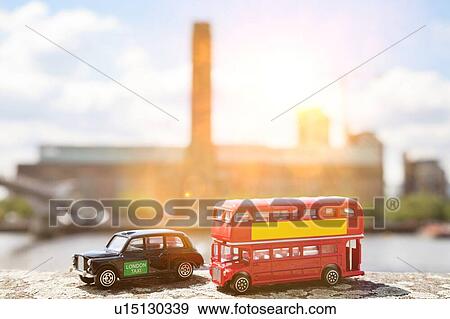 Stock Photo - Figurines of London public transports. Fotosearch