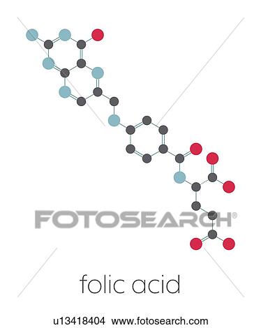 Picture - Folic acid molecule, illustration. Fotosearch