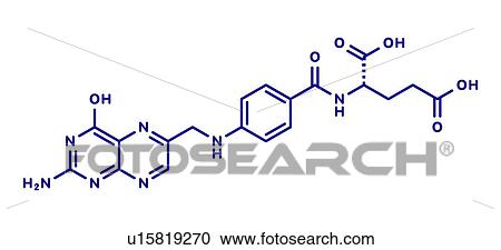 Stock Image - Folic acid molecule, illustration. Fotosearch