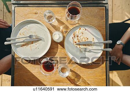 Stock Image - Friends finished meal in restaurant. Fotosearch