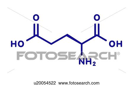 Stock Image - Glutamic acid amino acid molecule, illustration. Fotosearch