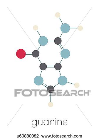 Stock Image - Guanine purine nucleobase molecule, illustration. Fotosearch