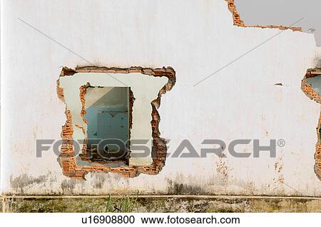 Hole in Ruined Brick Building View Large Photo Image Stock Image - Hole in Ruined Brick Building. Fotosearch