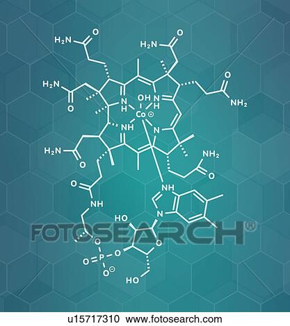 Stock Image - Hydroxocobalamin vitamin B12 molecule, illustration. Fotosearch