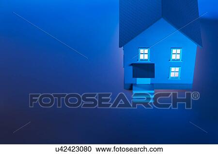 Illuminated model house View Large Photo Image Stock Image - Illuminated model house. Fotosearch