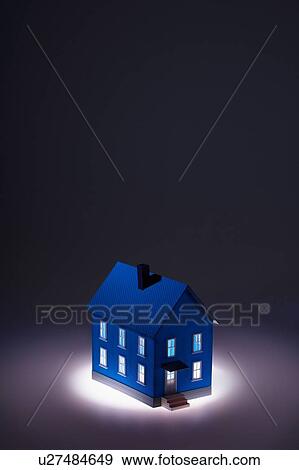 Illuminated model house View Large Photo Image Stock Photo - Illuminated model house. Fotosearch