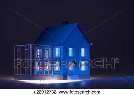 Illuminated model of house View Large Photo Image Stock Image - Illuminated model of house. Fotosearch