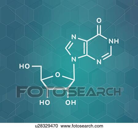 Stock Image - Inosine nucleoside molecule, illustration. Fotosearch