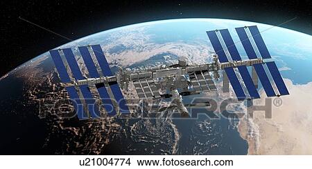 ISS and Earth, illustration View Large Photo Image Picture - ISS and Earth, illustration. Fotosearch