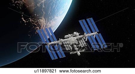 ISS and Earth, illustration View Large Photo Image Stock Image - ISS and Earth, illustration. Fotosearch