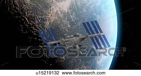 ISS and Earth, illustration View Large Photo Image Stock Image - ISS and Earth, illustration. Fotosearch