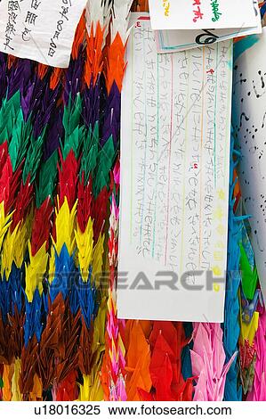 Stock Photography - Japan Hiroshima Peace Memorial Park paper cranes a. Fotosearch