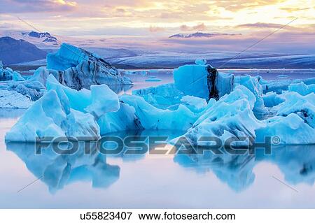Jokulsarlon Lagoon at midnight sun, Iceland View Large Photo Image Stock Photo - Jokulsarlon Lagoon at midnight sun, Iceland. Fotosearch