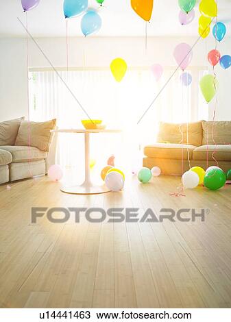 Kids birthday party balloons and nobody View Large Photo Image Stock Image - Kids birthday party balloons and nobody. Fotosearch