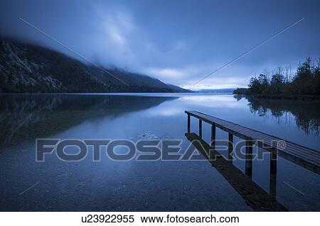 Stock Photography - Lake Bohinj at dawn, Triglav National Park, Upper Carniola, Slovenia. Fotosearch