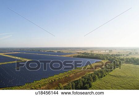 Picture - Large solar farms, Andijk, Noord-Holland, Netherlands. Fotosearch