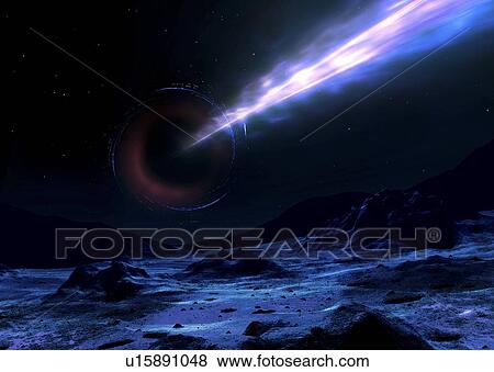 Stock Photo - M87 Black hole seen from a planet, illustration. Fotosearch