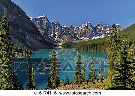 Moraine Lake, Valley of the Ten Peaks, Banff National Park, Rocky Mountains, Alberta, Canada View Large Photo Image Stock Photograph - Moraine Lake, Valley of the Ten Peaks, Banff National Park, Rocky Mountains, Alberta, Canada. Fotosearch